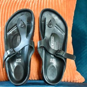 Birkenstock "GIZEH EXQUISITE" Black Leather Sandal/Thong